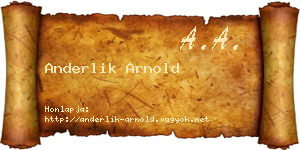 Anderlik Arnold névjegykártya